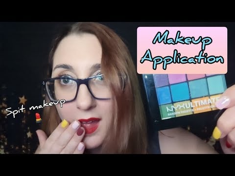 ASMR Fast Makeup Application with Spit Paint (wet om noms)