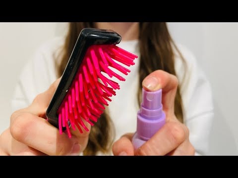 ASMR Putting your hair up | Lots of spray sounds | Hair Brushing | Bangs styling | No Tapping