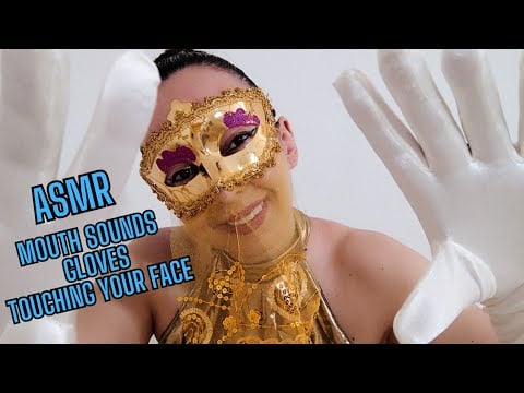 ASMR RELAXING 👄 MOUTH SOUNDS - TOUCHING YOUR FACE WITH MY GLOVES - RUBBING - fABRIC SOUNDS - MASK