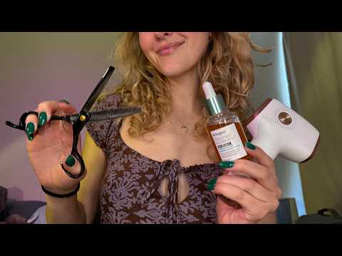 Soft Spoken ASMR Haircut Roleplay ✂️ Scissor Sounds, Brushing & Spray for Deep Sleep & Tingles