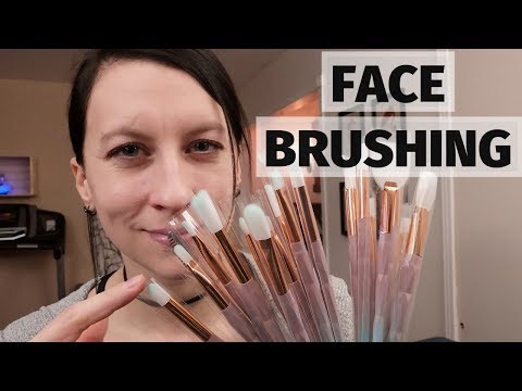 ASMR Face Brushing, Trying 20 new makeup brushes on you, 20 nouveaux pinceaux sur ton visage