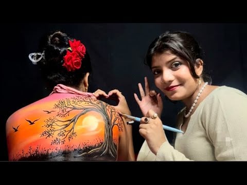 ASMR | Sister Doing My Relaxing Back Painting | 😍🫶🏻