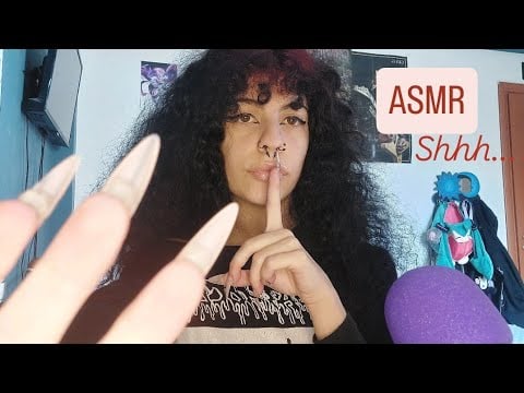 ASMR shushing you + covering your mouth and rambling(whispered) shhh