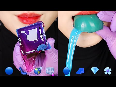 BLUE FOOD ASMR, ICE ASMR, WAX CANDY ASMR EMOJI FOOD ASMR 💙