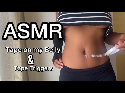 ASMR Playing With Tape On My Belly, Relaxing (Scratching, Sticky Tape Triggers etc) 