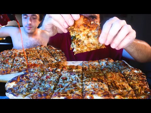 CHINESE MOO SHU PORK PIZZA ! * ASMR MUKBANG NO TALKING * | NOMNOMSAMMIEBOY