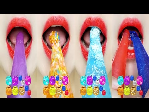 Frozen Honey Jelly🧊🍯 꿀젤리 이모지 입술 먹방 Eating Sounds [ASMR MUKBANG]