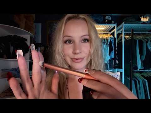 ASMR | Slowww caressing & mirrored face tracing with different objects