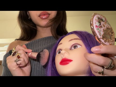 ASMR makeup on doll head 💄 