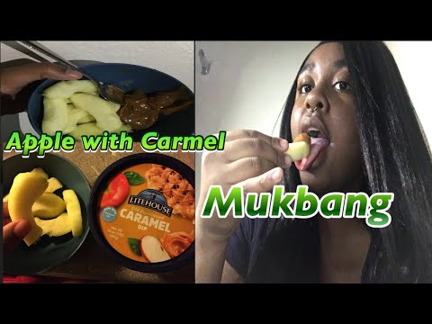 ASMR Mukbang Apple with Carmel 🍏🍯 #mukbang