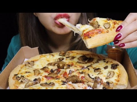 ASMR CHEESY PIZZAHUT FUNGHI COLESLAW MUKBANG no talking CREMA ASMR #asmr #mukbang #pizza #pizzahut
