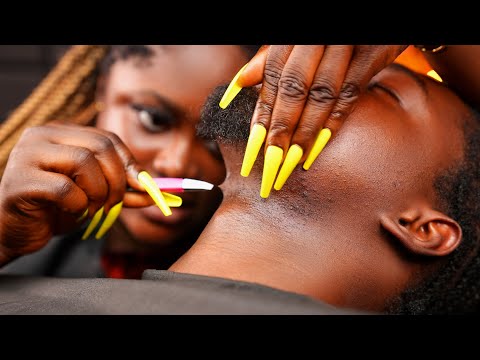 ASMR ✨soft gum ingrown hair pulling on beard, nitpicking,deep ear cleaning for sleep