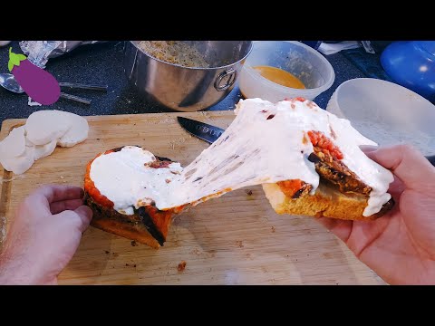 🍆 This Cheesy Air Fryer Eggplant Parmesan Sandwich is the best! * asmr cooking recipe * 🍆