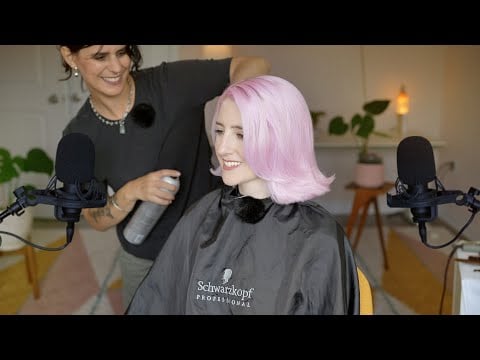 ASMR Real Haircut (scissor, combing, spray bottle sounds, styling and chatting) 4K
