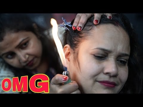 Indian Lady Barber Doing ASMR Fire Massage On Ear For Female | Ear Massage With Fire | ASMR Scratch