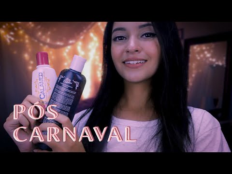 ASMR Cuidando e Te Colocando pra Dormir: Limpeza Facial, Massagem pra Enxaqueca | ASMR Pós Carnaval