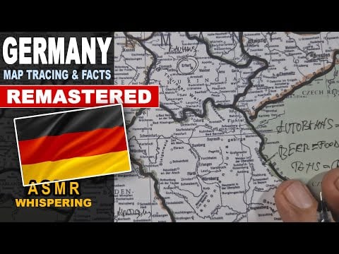 Remastered: ASMR Tracing GERMANY Map Outline with Best known facts | ASMR maps and facts tracing