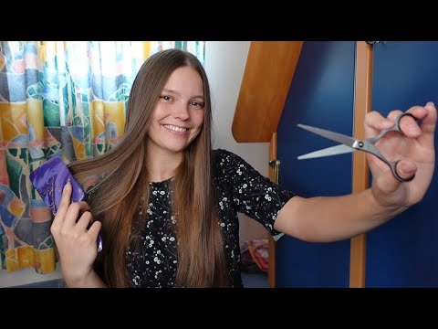 ASMR Hair Cutting & Hair Brushing (Whisper) | Cutting & Brushing My Hair (Haircut ASMR)