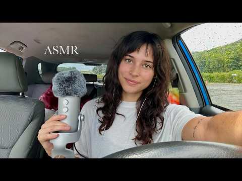 chill asmr in the car while it rains ♡ hand sounds & tongue clicks ♡ reassuring chatting