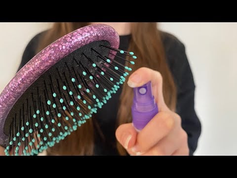ASMR Putting your hair up | hair brushing | hair combing | spray sounds | lo-fi | no talking