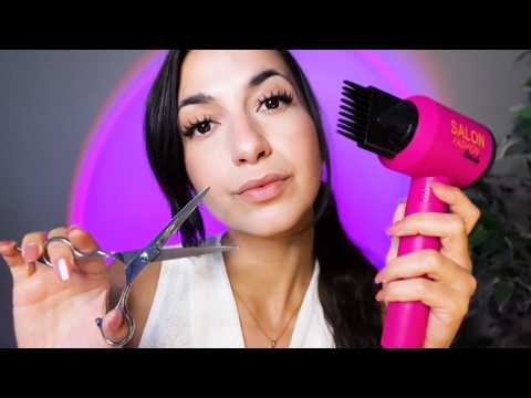 ASMR Hair Wash, Cut & Style 💇‍♀️✂️ (Relaxing Salon Roleplay)
