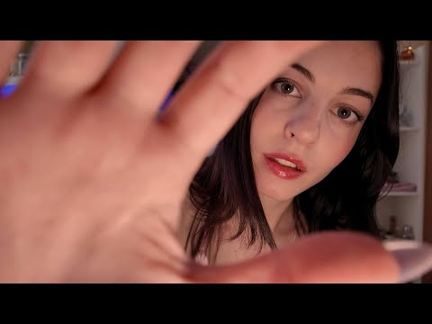 4H ASMR💙GENTLY SCRATCHING YOUR FACE (long nails) w SOFT INAUDIBLE & gentle rain🌧️ ~deep relaxation