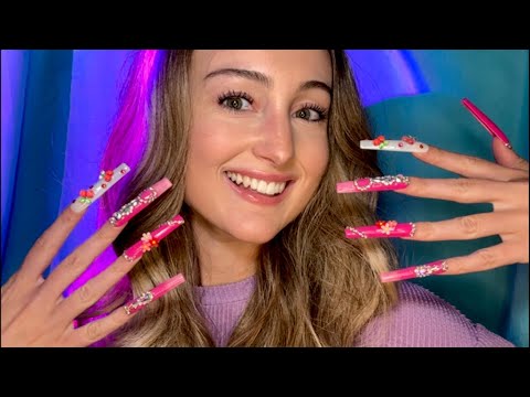 ASMR with Extremely Long Nails (tapping, whispering, nail sounds)