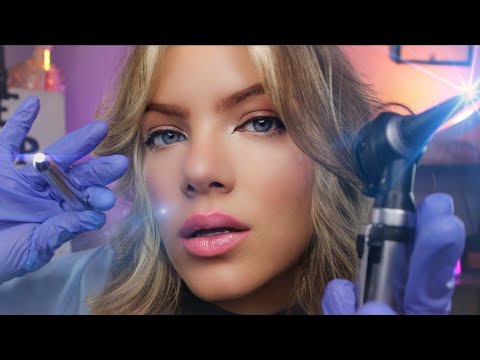 ASMR Comprehensive Ear Exam, There's something in your Ear? Otoscope Inspection, Ear Scan, Massage