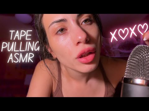 ASMR | Tape Pulling, Sticky Mouth & Kissing Sounds