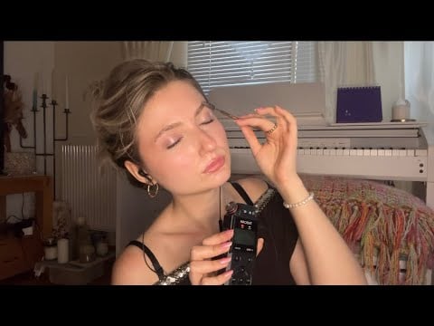 ASMR | tracing my face with the tascam mic (german whisper ramble) 🌸🌙 
