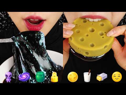 ASMR SLIME JELLY, CHOCOLATE STRAW, WAX CANDY, ALIEN, ICE EATING SOUNDS👾