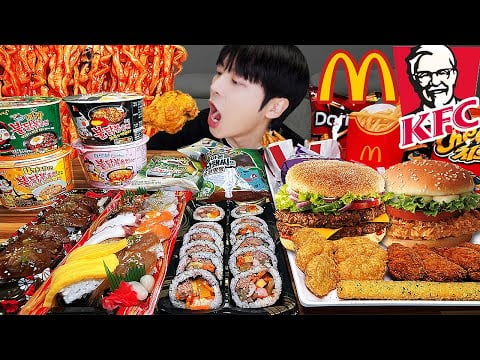 ASMR MUKBANG | 직접 만든 치즈 불닭볶음면 양념치킨 김밥 치즈스틱 먹방 FRIED CHICKEN AND FIRE NOODLES