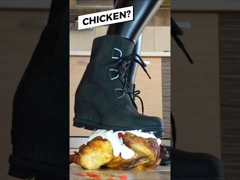 Warrior Boots vs. Chicken! Oddly Satisfying Food Crushing! ASMR