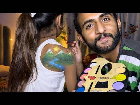 ASMR | Doing My Sister Relaxing Back Painting   🎨