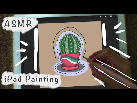 ASMR - 🖌Paint a Cacti 🌵 With Me in Procreate - iPad Writing Sounds - Pencil Sounds - Whispering