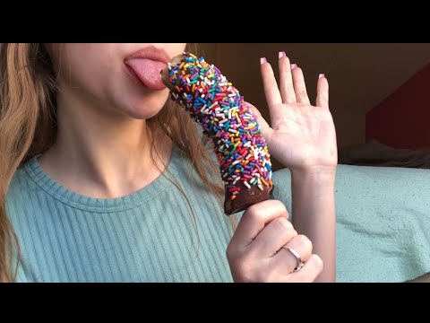 ASMR eating a chocolate banana 🍌 mukbang 😍🤩