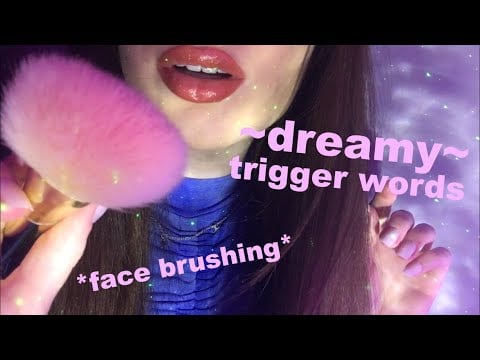 ASMR | Dreamy trigger words with face brushing | Clicky, sleepy whispers ☁️🌙