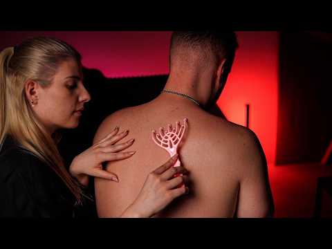 ASMR | Tracing Your Back All Night ☁️ Massaging & Oiling Sounds ✨ (soft music)