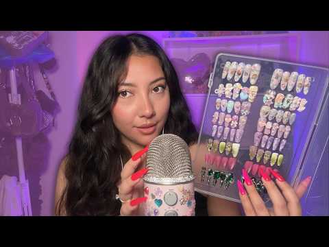 ASMR my press on nail collection 💅🧸🍀🍓🎀