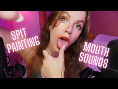 ASMR MOUTH SOUNDS + SPIT PAINTING [asmr de oreja a oreja]