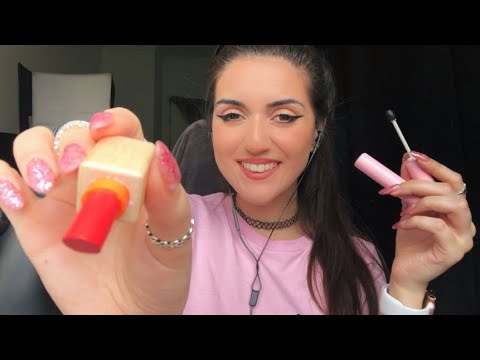 ASMR Doing Your Make Up But It's All WOODEN (Toy Make Up 🧸 &  Whispering)