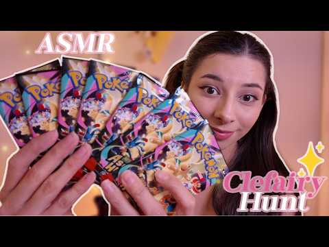 ASMR Opening Pokemon Packs ˚｡⋆୨୧ Clefairy Hunt ୨୧⋆｡˚ Whispers & Card Sounds