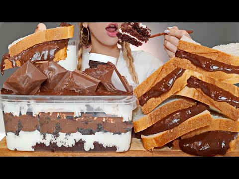 ASMR NUTELLA SANDWICH, CHOCOLATE CAKE | MUKBANG (Eating sounds)