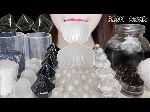 【ASMR】【咀嚼音 】CLEAR&BLACK DESSERTS KOHAKUTO JELLY BOBA MUKBANG 먹방 食べる音 EATING SOUNDS NO TALKING