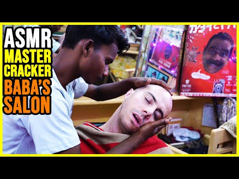 *EXTREMELY LOUD* neck ear CRACKING by MASTER CRACKER inside 💛 COSMIC SALON 💛 ASMR BARBER