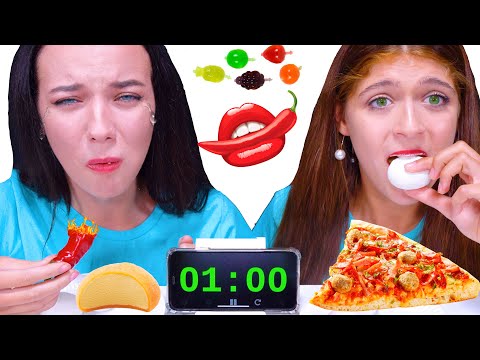 ASMR 1 Minute Race Challenge | Eating Sounds LiliBu