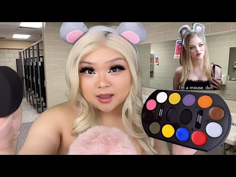 ASMR Mean Girls RP | Karen Gives You $5 Halloween Makeovers! in the school bathroom 🐭🎃 (realistic)