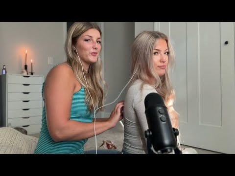 ASMR my sister tries to give me tingles (hair play, back scratching, fabric scratching) 💤🌈