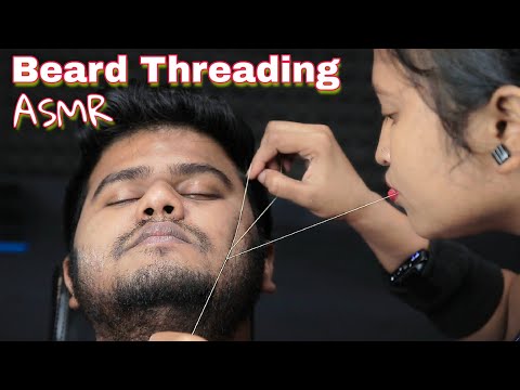 Beard Threading ASMR By Indian Female Barber | Unique Content Beard Threading with Neck Cracking