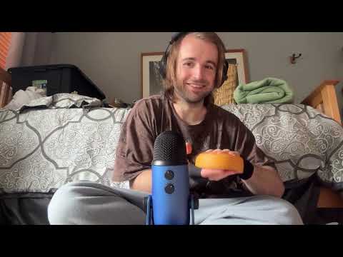 squishy waffle, wooden dolphin, q tip briefly, asmr sounds!